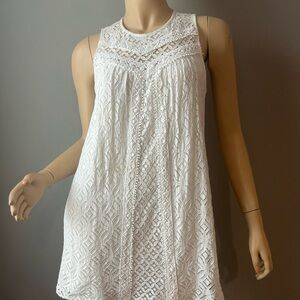 Jolt White Lace High-Neck Sleeveless Dress